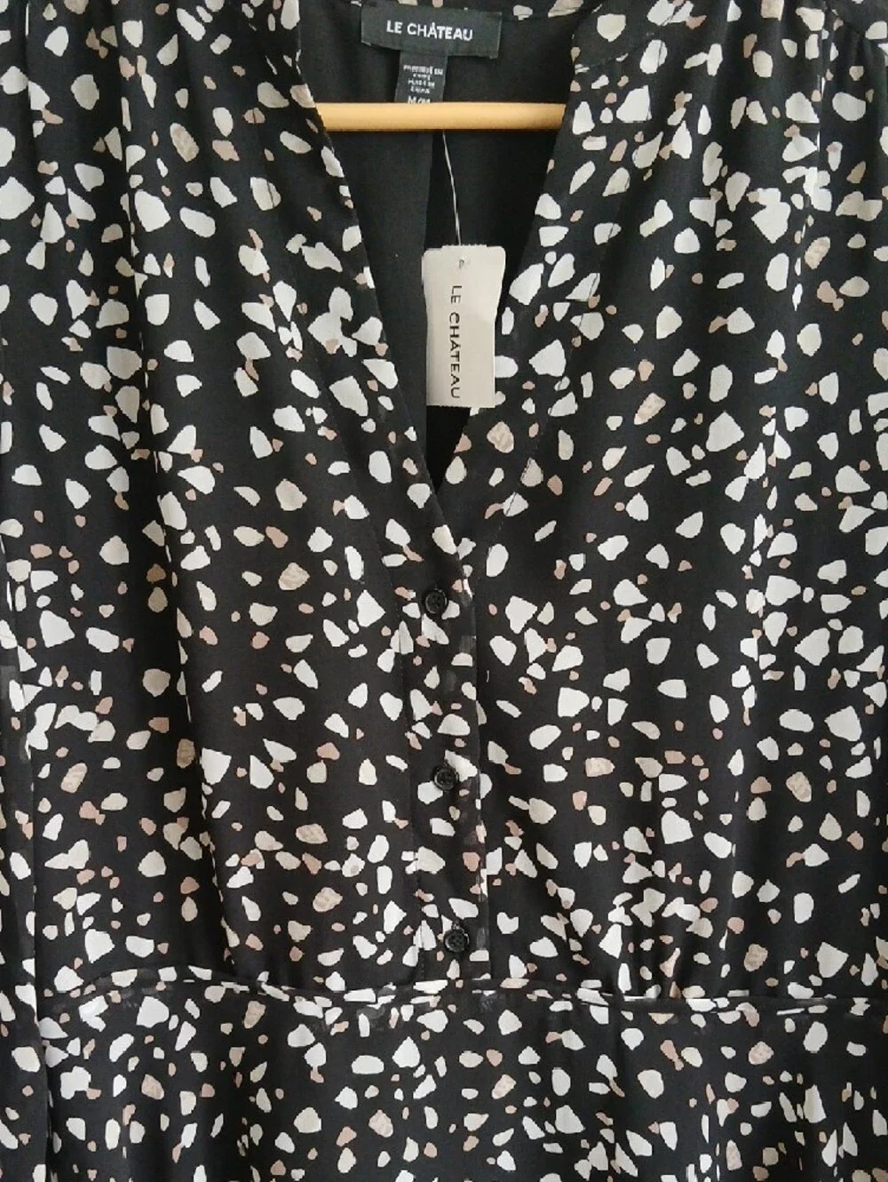 le chateau Black Printed V-Neck Long Sleeve Dress - Picture 5 of 10